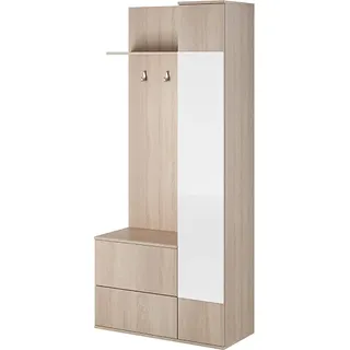 Garderobe Garderobenset Garderoben Schuhschrank Spiegel Paneel Flur Schrank Neu - Braun, Weiß