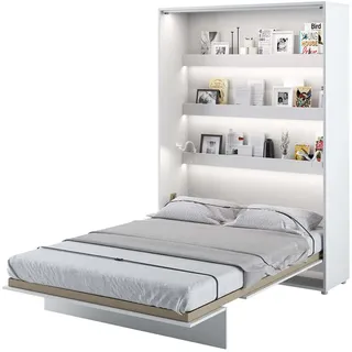 Furniture24 Schrankbett Bed Concept, Wandklappbett mit Lattenrost, V-Bett, Wandbett Bettschrank Schrank mit integriertem Klappbett Funktionsbett BC-01, 140 x 200 cm, Weiß/Weiß, Vertical - Weiß