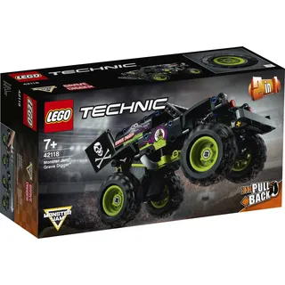 LEGO 42118 Technic Monster Jam Grave Digger Truck - Gelände-Buggy 2-in-1 Set, Spielzeugauto mit Rückziehmotor für Jungen und Mädchen ab 7 Jahren - Beige