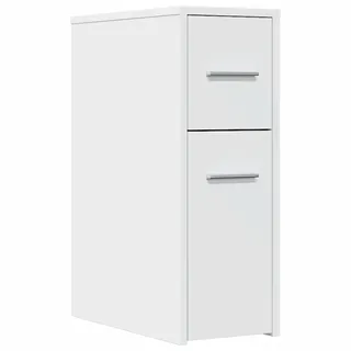 vidaXL Badschrank Schmal mit Rollen Weiß Holzwerkstoff - Weiß