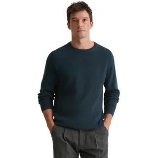 Rundhalspullover MARC O'POLO, Herren, Gr. M, schwarz navy, Strick, Obermaterial: 71% Baumwolle, 19% Schurwolle, 10% Polyamid, regular fit normal, Rundhals, Bündchen, Pullover Rundhalspullover, regular fit, aus weichem Baumwoll-Schurwoll-Mix