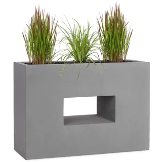 Pflanzwerk® Pflanzkübel Fiberglas Vista Grau 52x75x27cm XXL *Frostbeständig* *UV-Schutz* *Qualitätsware*