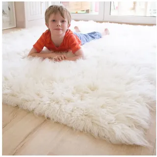 Steffensmeier Flokati 1500 Teppich Natur Kult Shaggy Teppich Hochflor Langflor neu Neuseeland 100% Schurwolle, Größe: 55x110 cm