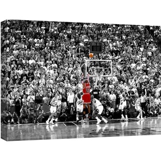 canvashop Gemälde Michael Jordan 50 x 35 cm Last Shot Bild auf Leinwand Weiß und Schwarz Moderne Wanddrucke Wohnzimmer