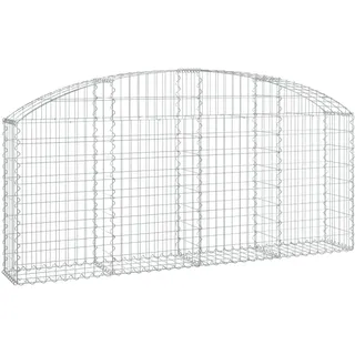 vidaXL Gabione mit Hochbogen 200x30x80/100 cm Verzinktes Eisen - Silber