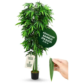 Bambus Bambus-Strauch Kunstbaum Kunstpflanze Bambusbaum Baum Künstliche Pflanze Bamboo Künstlich Innendekoration Deko 210 cm Decovego