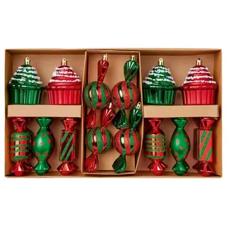 Weihnachten Hängende Dekoration Rot & Grün Candy Packung 20