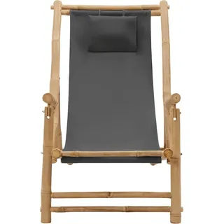 vidaXL Liegestuhl Bambus und Canvas Dunkelgrau - Grau