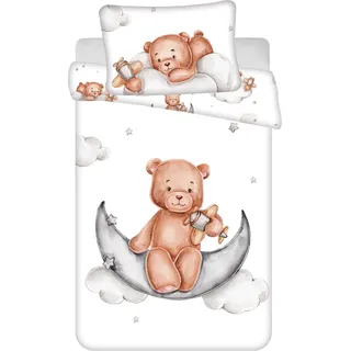 JERRY FABRICS Bettwäsche Teddybär Plane Baby Baumwolle, 100/135, 40/60 cm - Weiß, Grau, Braun, Bunt
