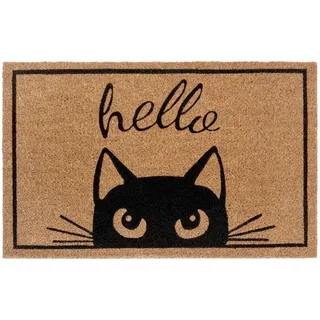 Hanse Home Kokosmatte , Schwarz, Hellbraun , Naturmaterialien , Katze , rechteckig , 45x70 cm , rutschfest, für Fußbodenheizung geeignet, rutschhemmend, pflegeleicht, widerstandsfähig , Teppiche und Böden, Schmutzfangmatten, Fußmatten