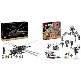 LEGO 10327 Icons Dune Atreides Royal Ornithopter, Set zum Sammeln & Star Wars Clone Trooper & Battle Droid Battle Pack, Spielzeug für Kinder mit baubarem Speeder Bike