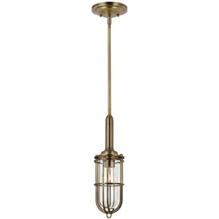 Elstead Lighting Hängeleuchte , Messingfarben , Metall, Glas , 45.3 cm , Grüner Punkt, RoHS , höhenverstellbar , Lampen & Leuchten, Leuchtenserien