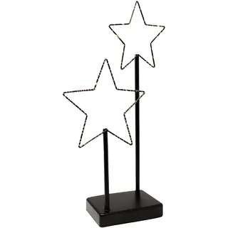 ToCi Deko-Aufsteller Stern mit LED-Beleuchtung | Metall-Leuchter mit 30 LEDs | 24 x 5 x 40 cm