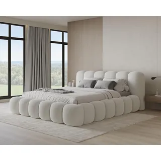 Chilly Möbel Design Polsterbett Stone Weiß Bouclé Stoff 140x200 cm mit Stauraum Quelle 01 - Weiß