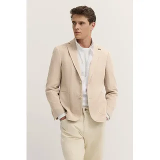Sakko BUGATTI, Herren, Gr. 54, beige (30, beige), 52% Viskose, 29% Polyester, 18% Baumwolle, 1% Elasthan, unifarben, normal, Manschette, Sakkos Sakko, mit Reverskragen und Stretch
