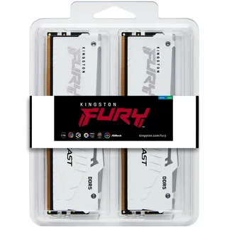 Kingston FURY Beast RGB DDR5-5600 - 32GB - CL36 - Dual Channel (2 x 16GB, 5600 MHz, DDR5-RAM, DIMM), RAM, Weiss