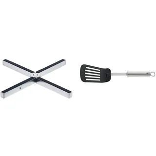 WMF MisterX Topfuntersetzer klappbar 19 x 19 cm & Profi Plus Pfannenwender Kunststoff 32,2 cm, Cromargan Edelstahl teilmattiert, Kunststoffvorderteil, spülmaschinengeeignet, hitzebeständig