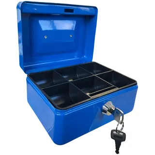 Requisite Needs Metall-Spardose, 15,2 cm, Stahl, Geldtresor, Kassenbox, Pfanddose mit Schloss, 2 Schlüssel für Sicherheit, Blau