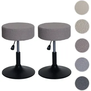 2er-Set Hocker HWC-C22, Sitzhocker Schminkhocker, höhenverstellbar drehbar Ø 37cm Stoff Bouclé 450g/