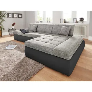 DOMO collection Eckcouch Kunstleder 3-Sitzer Schwarz/Weiß/Grau