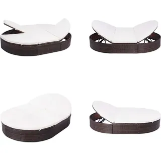 vidaXL Outdoor Loungebett mit Kissen Poly Rattan Braun - Sonnenliege - Sonnenliegen - Sonneninsel - Sonneninseln - Braun