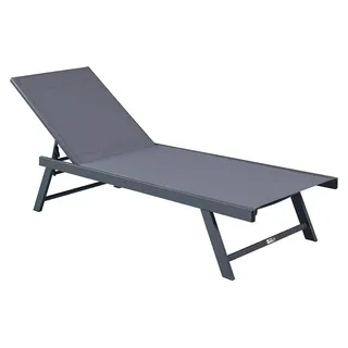 NAILEA Gartenliege – Anthrazit oder Weiß, Stahl, Polyester (192 x 60 x 32–96 cm) | verstellbare Rückenlehne und zeitloses Design - Grau