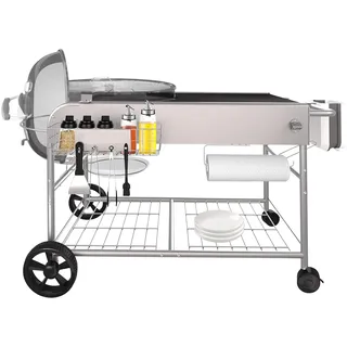 GFTIME Edelstahl Grilltisch Grillwagen für Weber 47cm & 57cm Original Kettle, Premium, Master Touch, Jumbo Joe Holzkohlegrill, Performer Holzkohlegrill mit Deckelhalter Grills, Outdoor-Grillständer
