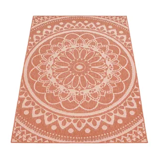 Paco Home Teppich »Brescia 471« rechteckig 4 mm Höhe Flachgewebe, modernes orientalisches Design, In- und Outdoor geeignet, rot