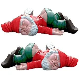 DECUIOCC Betrunkener Gartenzwerg – Lustige Gartendeko für Draußen Wetterfest, 2-Pack Gartenfiguren – Humorvolle Zwerge für Ihren Garten