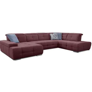 Cavadore Wohnlandschaft Mistrel mit Schlaffunktion / U-Form Bettsofa mit leichter Fleckentfernung dank Soft Clean / Geeignet für Haushalte mit Kindern, Haustieren /343 x 77 x 228 / rot