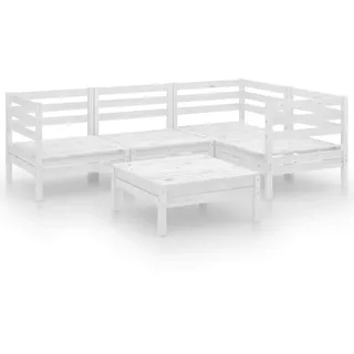 vidaXL 5-tlg. Garten-Lounge-Set Massivholz Kiefer Weiß