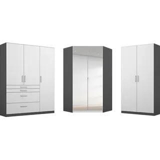 Rauch Eckschrank HOMBURG 253 x 197 x 208 cm Hochglanz Weiß/Grau