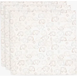jollein Musselin Tuch Baby – Elephant Tales – 3er Pack – 70x70cm – 100% Baumwolle – Spucktücher Baby – OEKO-TEX Zertifiziert