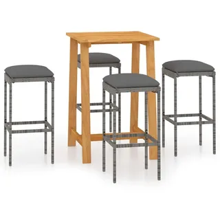 vidaXL 5-tlg. Gartenbar-Set mit Kissen Grau - Grau