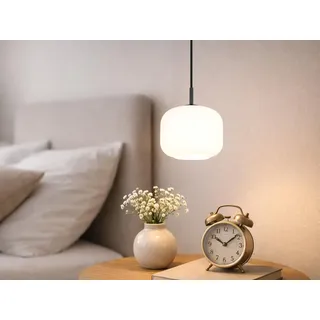 Kleine Designklassiker LED Pendelleuchte einflammig mit Glasschirm Weiß Ø 15cm
