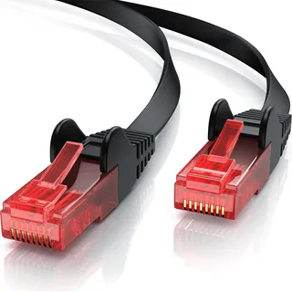 CSL Cat 6 Flachband LAN Kabel - mehrfach geschirmt - UTP Gigabit - 1000 Mbit/s - Patchkabel Flachkabel - Netzwerkkabel - 30m