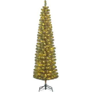 Black Box Trees Charlton Schmaler künstlicher Weihnachtsbaum mit LED-Beleuchtung und Timer- und Dimmfunktion - H185 x Ø53 cm - Grün