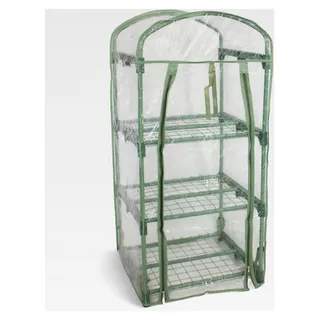 Mini-Gewächshaus mit 3 Regalen, 105 x 50 x 45 cm, mit Reißverschluss, robust für Garten und Terrasse