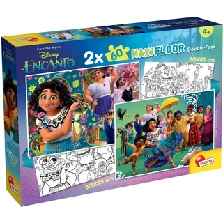 Lisciani - DISNEY - Encanto - DF Maxifloor - Puzzle Recto/Verso double face - Verso à Colorier - Puzzle 2 x 60 pièces - Puzzle Educatif - Développe la Créativité - 50x35 cm