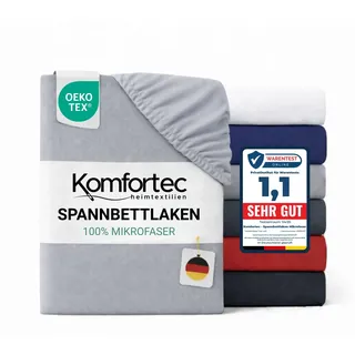 Komfortec Spannbettlaken Mikrofaser 90 x 200 cm grau