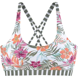 Bustier-Bikini-Top VENICE BEACH "Summer", Damen, Gr. 34, N-Gr, weiß (weiß bedruckt), Polyamid, Xtra Life LYCRA, floral, Bikini-Oberteile Bustier-Bikini-Top, mit gerkreuzten Trägern, Topseller