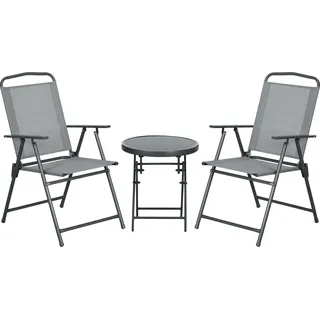 Outsunny Sitzgruppe 3-tlg., Klappbar mit 1 Tisch und 2 Stühlen - Hellgrau