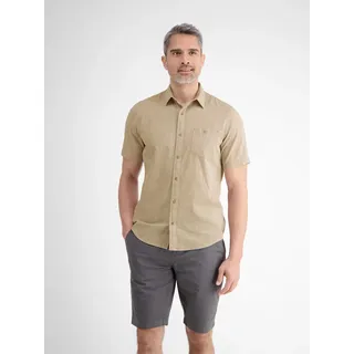LERROS Kurzarmhemd "Halbarmhemd mit Leinenanteil, unifarben" Herren Sommerhemd Freizeithemd Kurzarm mit Leinenanteil einfarbig, light dune beige