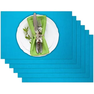 Casoro 6er Platzset aus waschbarem Filz, Platzmatten je 30x44cm in kräftigem Petrol Blau, edles Tischset perfekt zu jeder Einrichtung