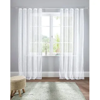 Gardine OTTO HOME "Adele" Gr. 1, weiß, B:130cm H:145cm, Voile, Polyester, Gardinen, Gardine, transparent, mit floraler Stickerei, Voile, Topseller