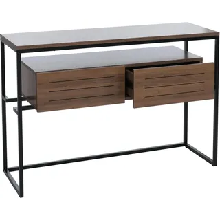 MCW Konsolentisch P46 Schublade Metall MDF Melamin 80x120x40cm Braun