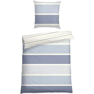 SCHIESSER Wendebettwäsche Brody aus weicher Baumwolle mit klassichen Streifen, Feinbiber, 2 teilig, Made in Green lila