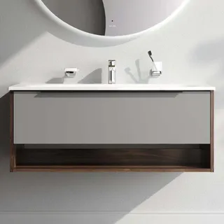 AM.PM Badmöbel Set Badezimmerschrank mit Waschbecken Hängender Waschbecken mit Unterschrank mit Soft Close, 100 cm, 1 Schublade, Graphit matt - Grau