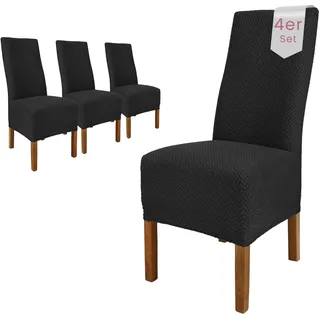 Scheffler Home Stuhlhussen Schwarz 4er Set Elastisch Luna-lang