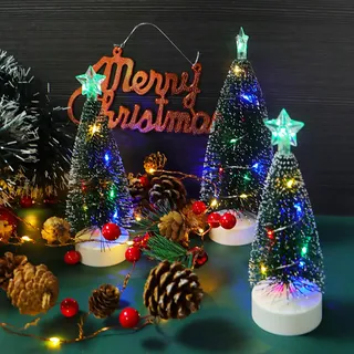 3 Stück LED Mini Weihnachtsbaum,Tannenbaum Künstlich Klein,Bunte Lichter Weihnachtsbaum,Mini Weihnachtsbaum mit Led,Mini Weihnachtsbaum mit Beleuchtung,Weihnachten Deko 16/19/21cm